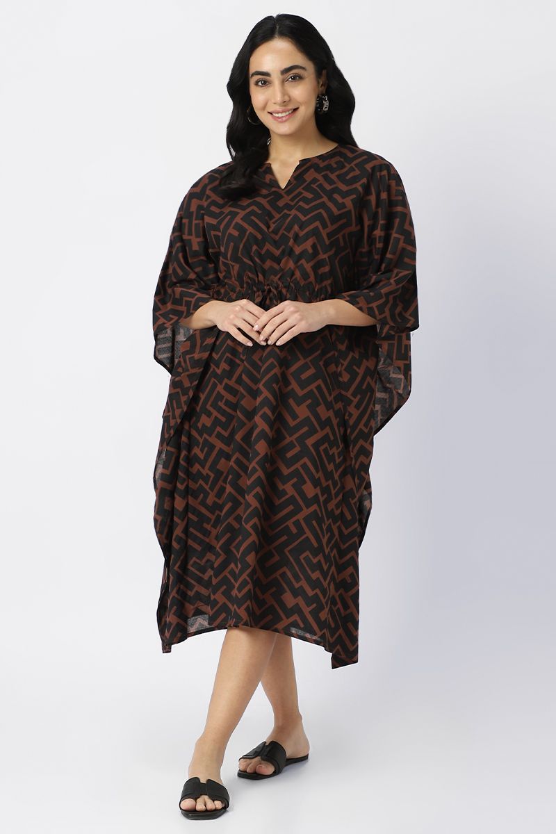 geometric printed kaftan style dress