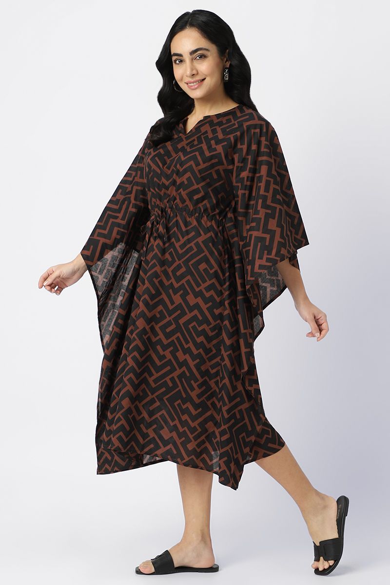 geometric printed kaftan style dress