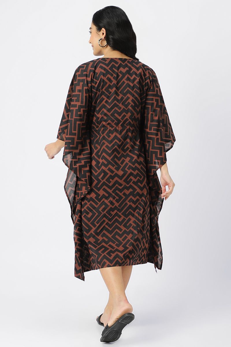 geometric printed kaftan style dress