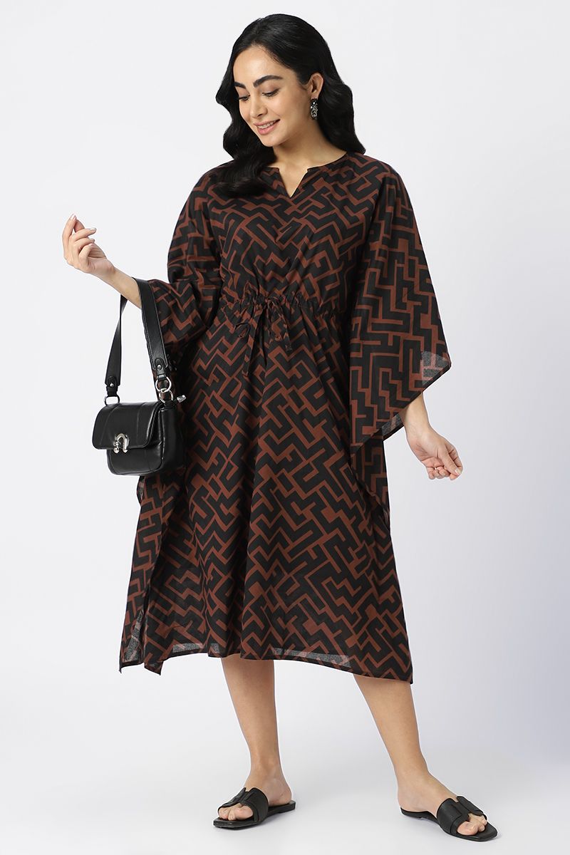 geometric printed kaftan style dress
