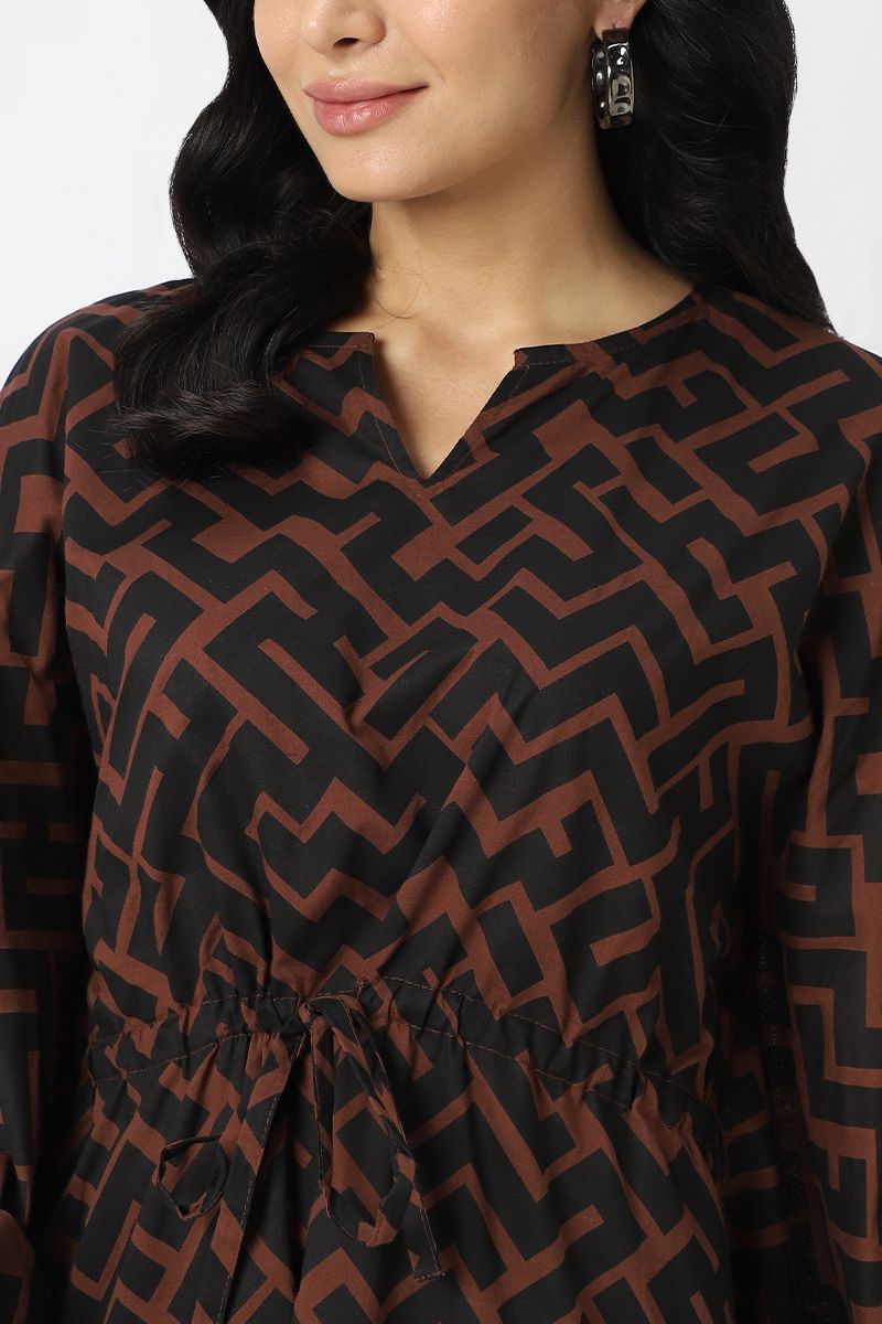 geometric printed kaftan style dress