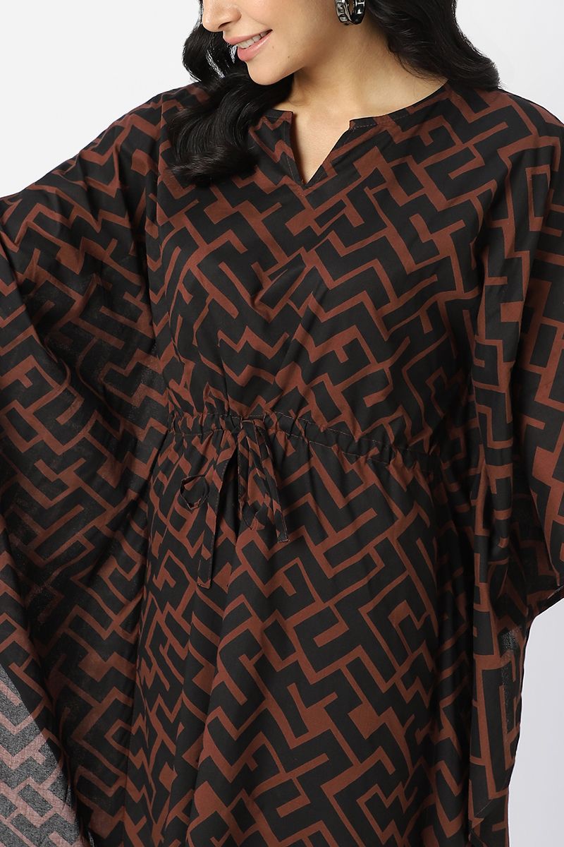 geometric printed kaftan style dress
