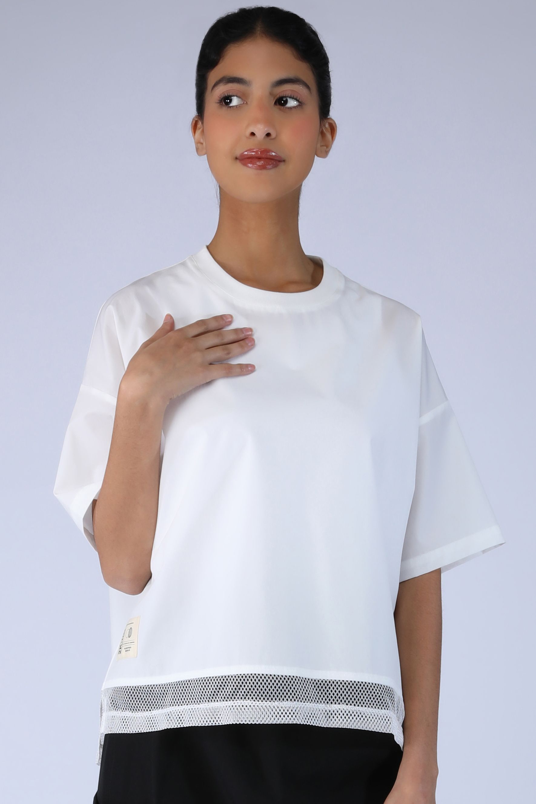 women t-shirt with mesh fabric