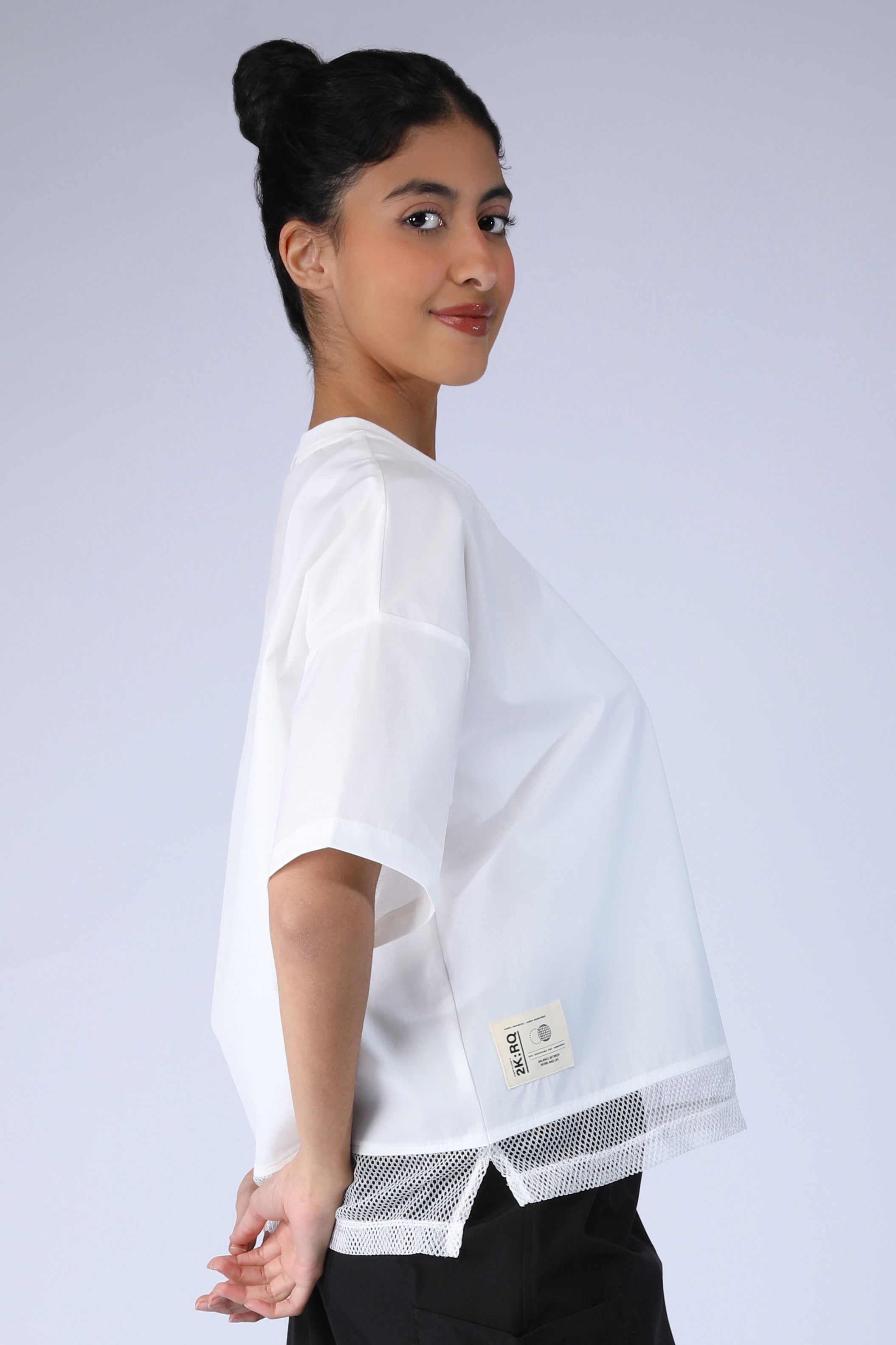 women t-shirt with mesh fabric