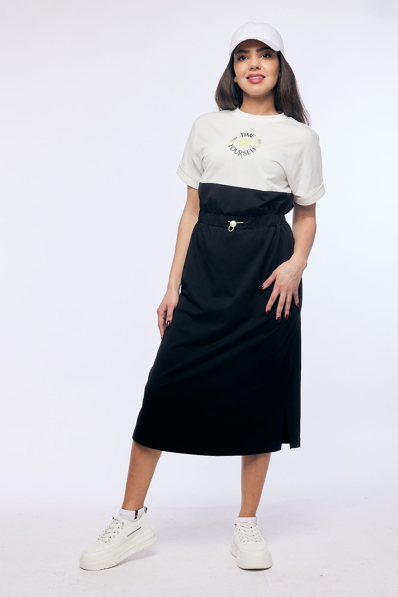 contrast colored dress