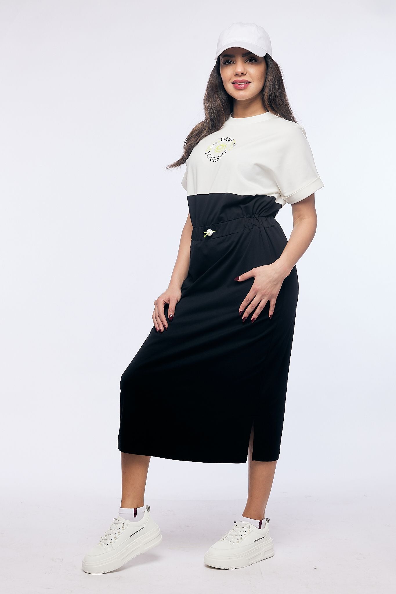 contrast colored dress