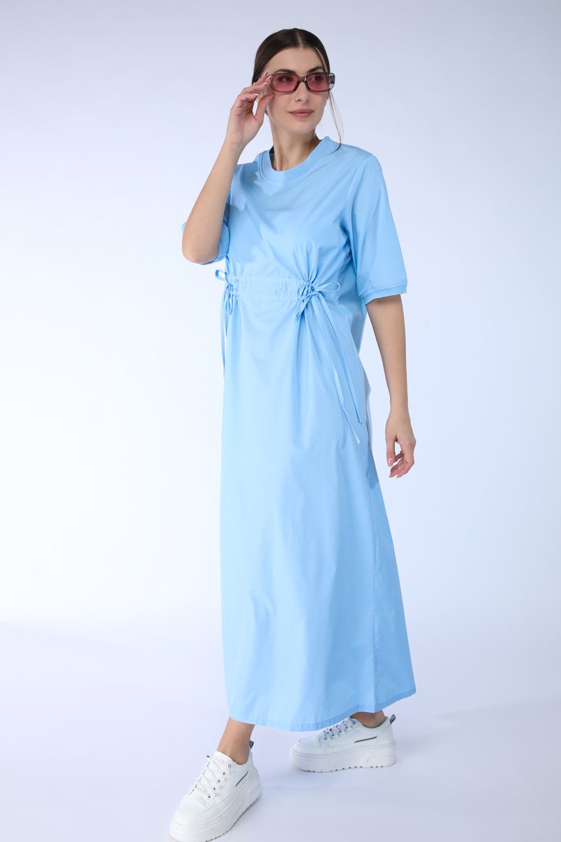 maxi dress with waist drawstrings
