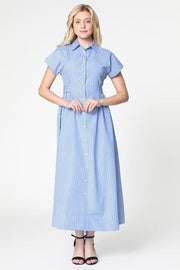 فستان قميص ماكسي مخطط