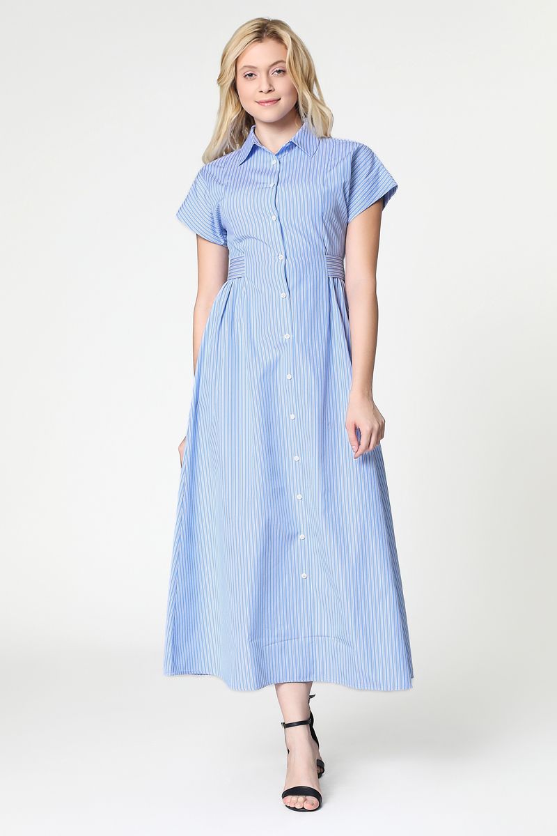 فستان قميص ماكسي مخطط