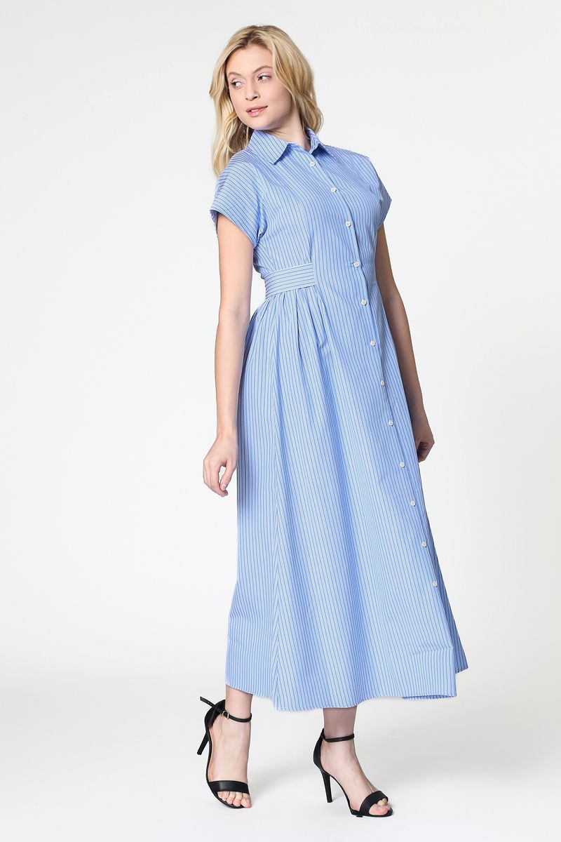 فستان قميص ماكسي مخطط