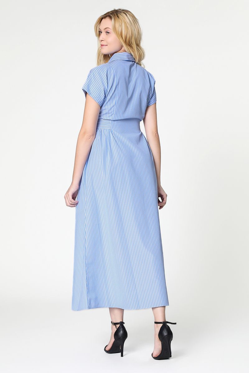 فستان قميص ماكسي مخطط