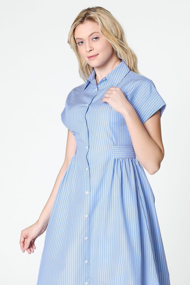 فستان قميص ماكسي مخطط