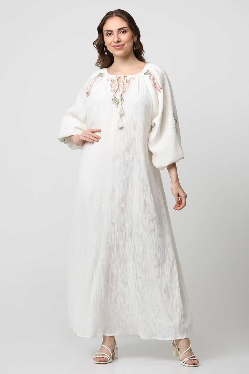 women maxi dress with embroidery