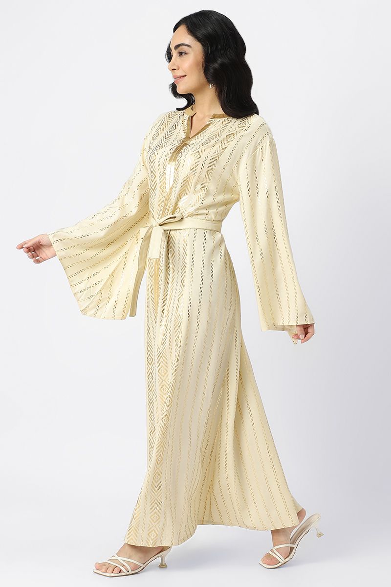 jallabiya with golden printed pattern