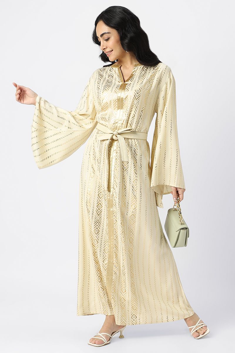 jallabiya with golden printed pattern