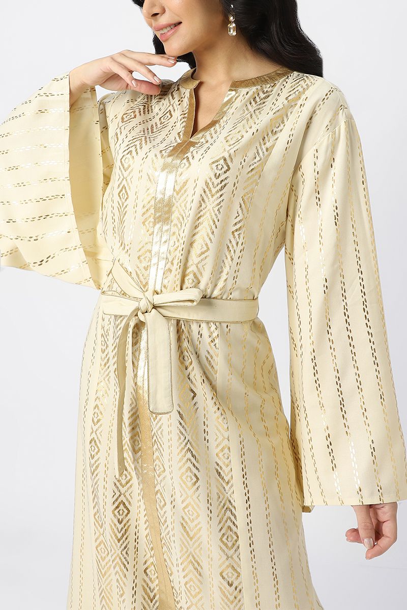 jallabiya with golden printed pattern