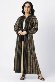 Jalabiya with golden printed pattern