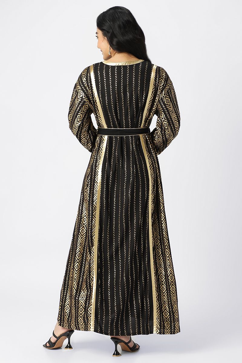 Jalabiya with golden printed pattern