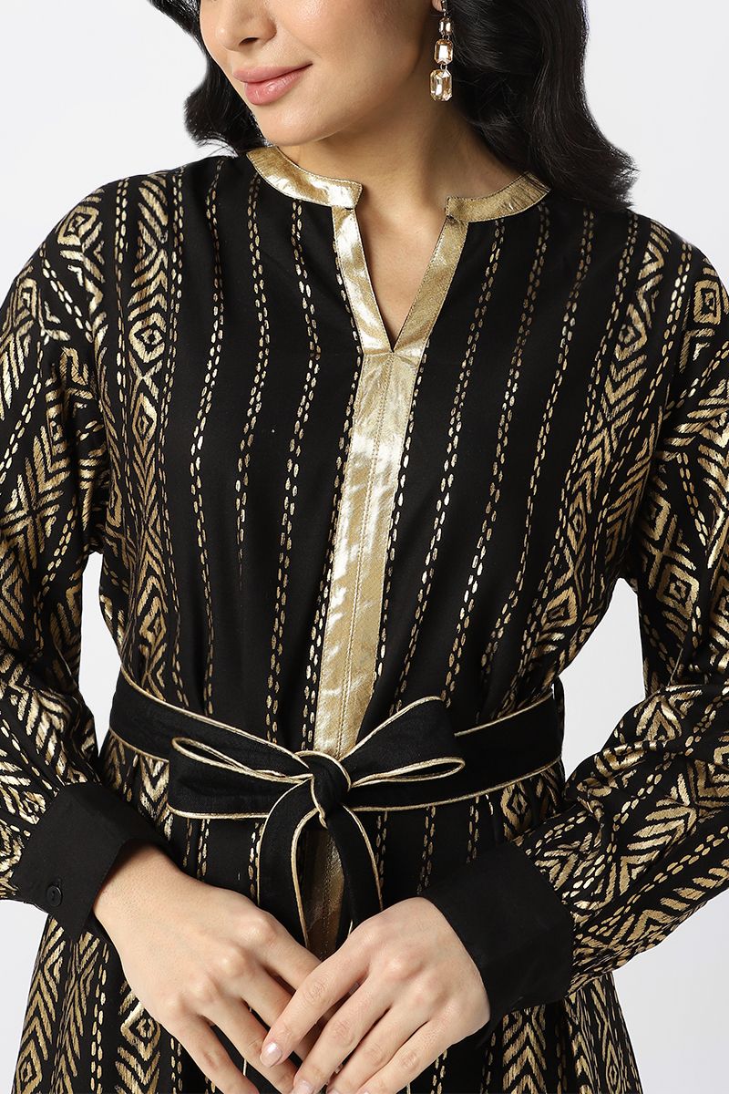 Jalabiya with golden printed pattern