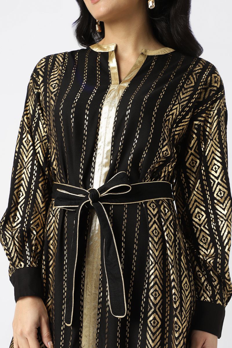 Jalabiya with golden printed pattern