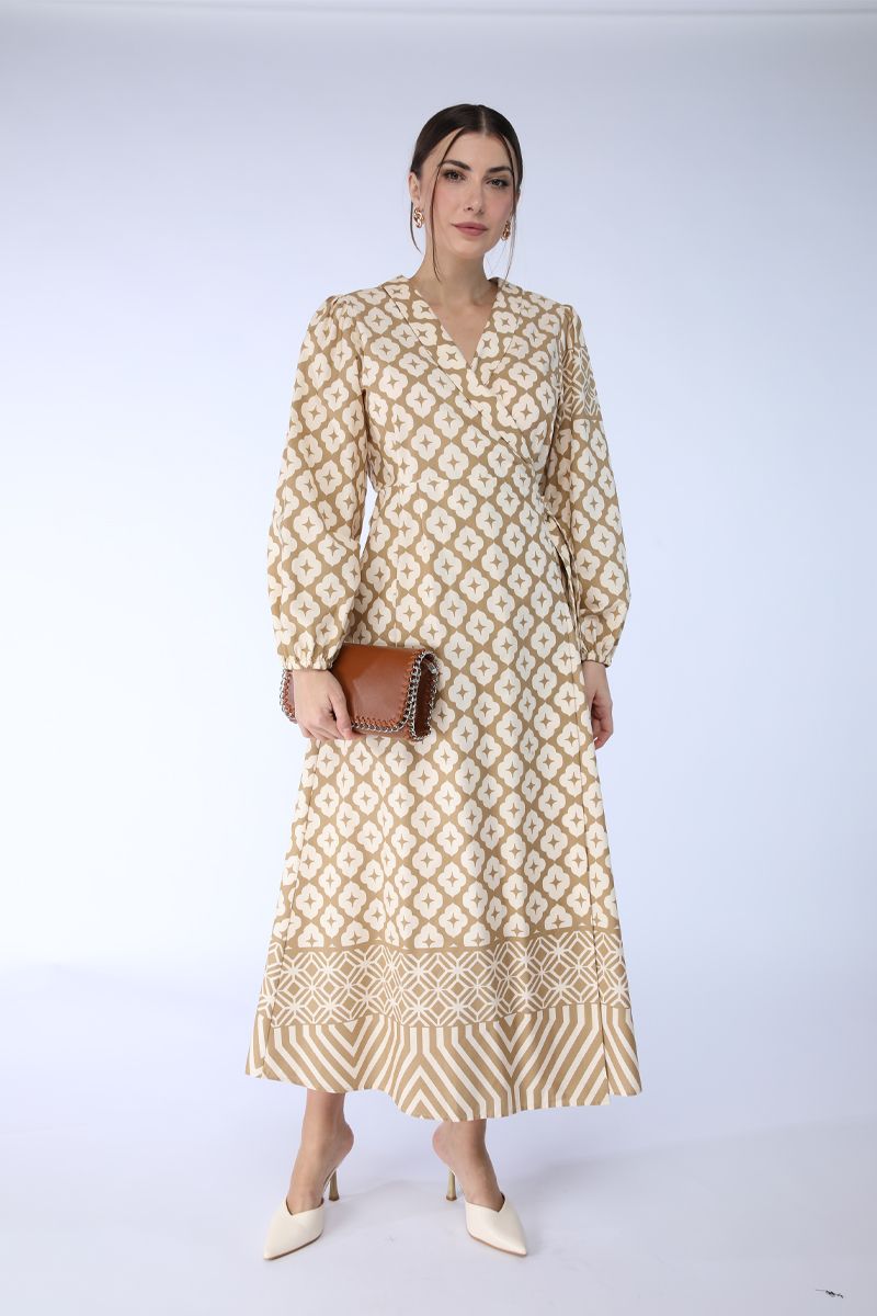 printed wrap maxi dress