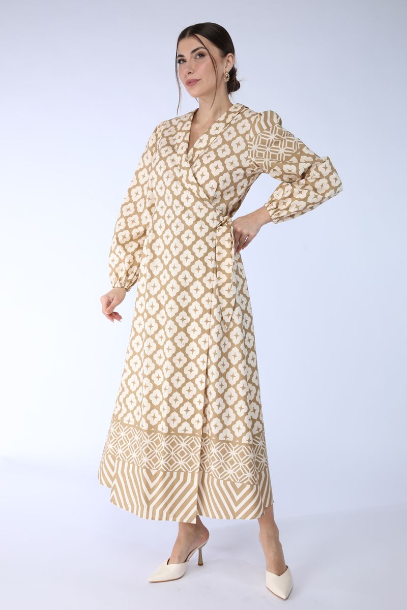 printed wrap maxi dress