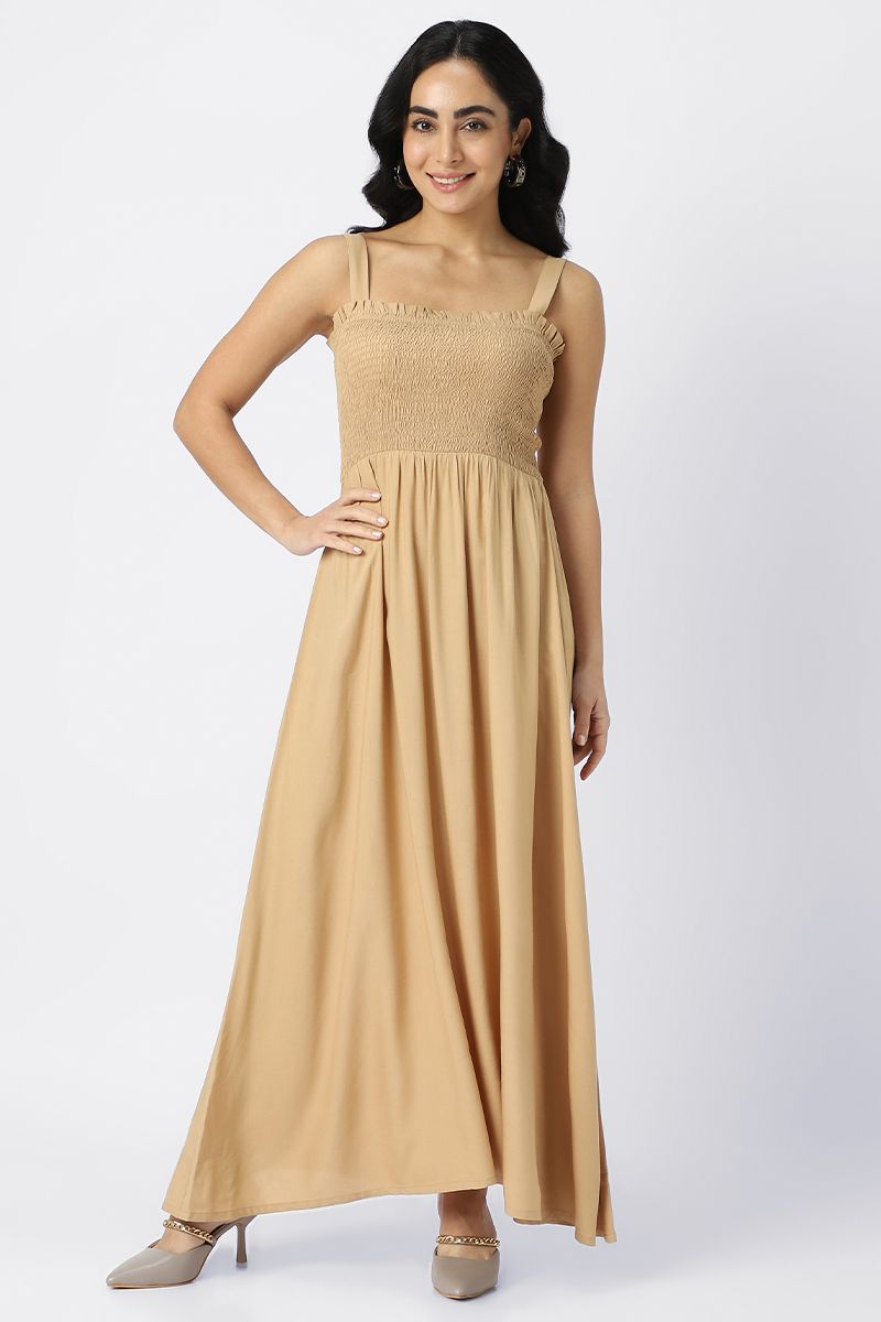 فستان ماكسي بلون موحد