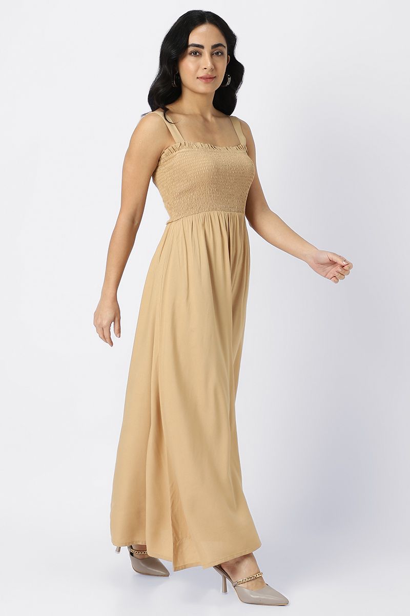 فستان ماكسي بلون موحد