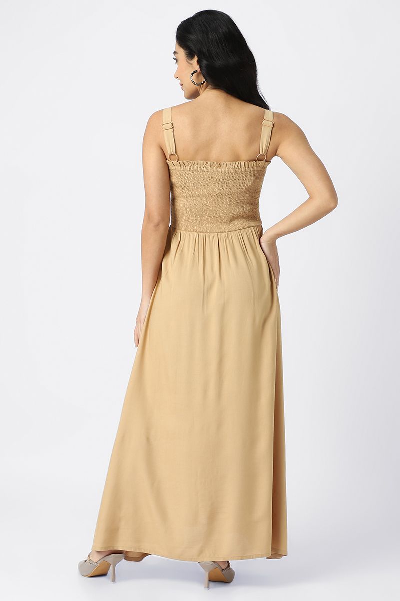 فستان ماكسي بلون موحد