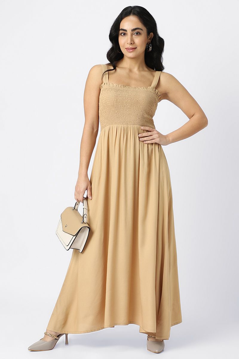 فستان ماكسي بلون موحد