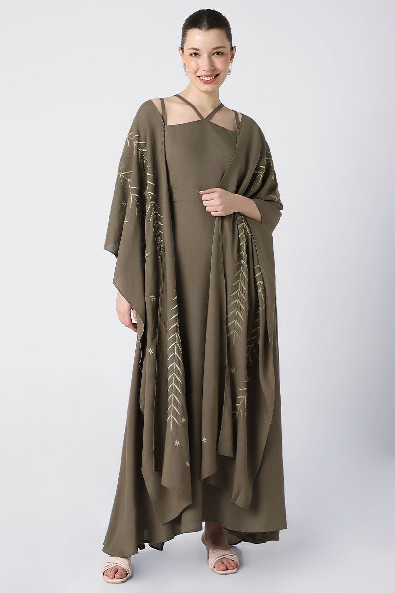 فستان نسائي طبقتين بتطريز