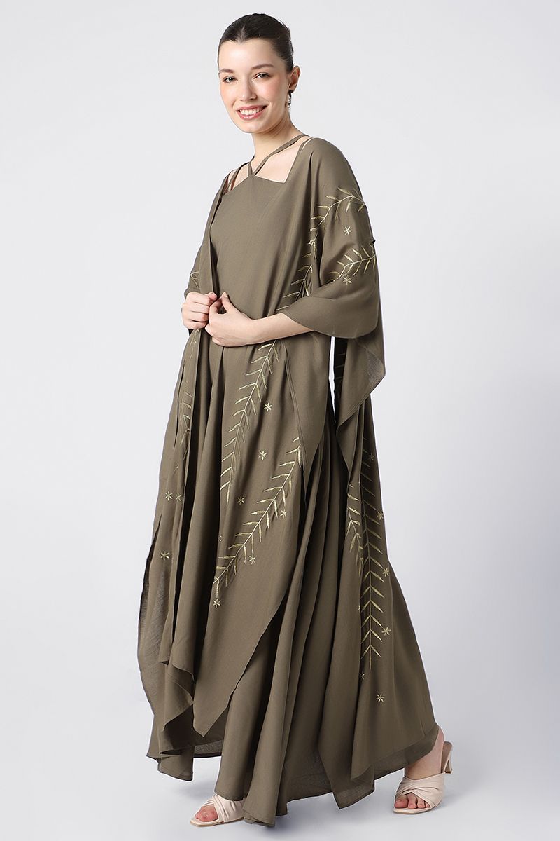 فستان نسائي طبقتين بتطريز