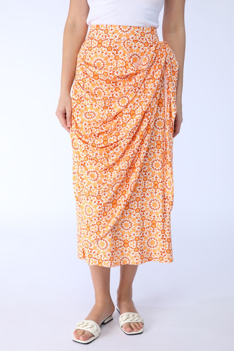 printed longline skirt