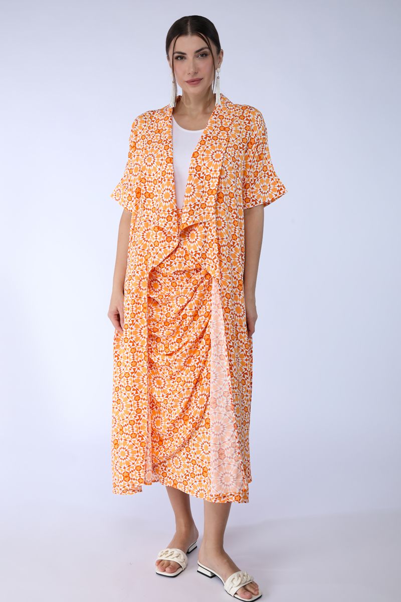 printed longline skirt