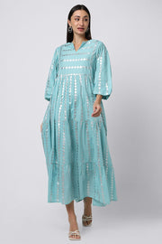 jallabiya with metallic printed pattern