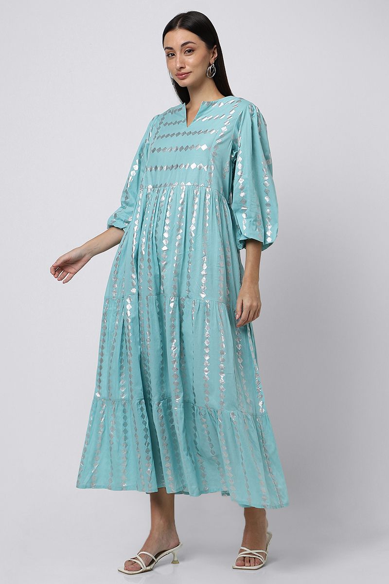jallabiya with metallic printed pattern