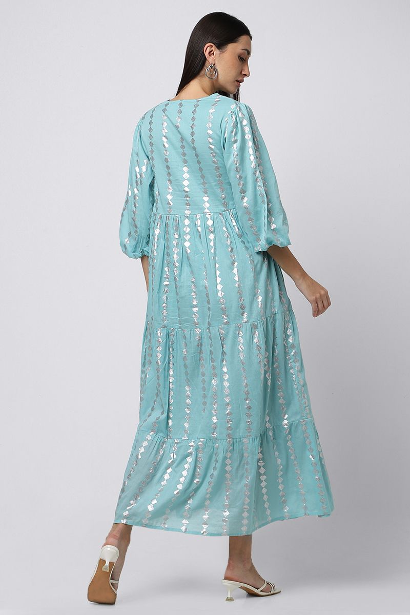 jallabiya with metallic printed pattern