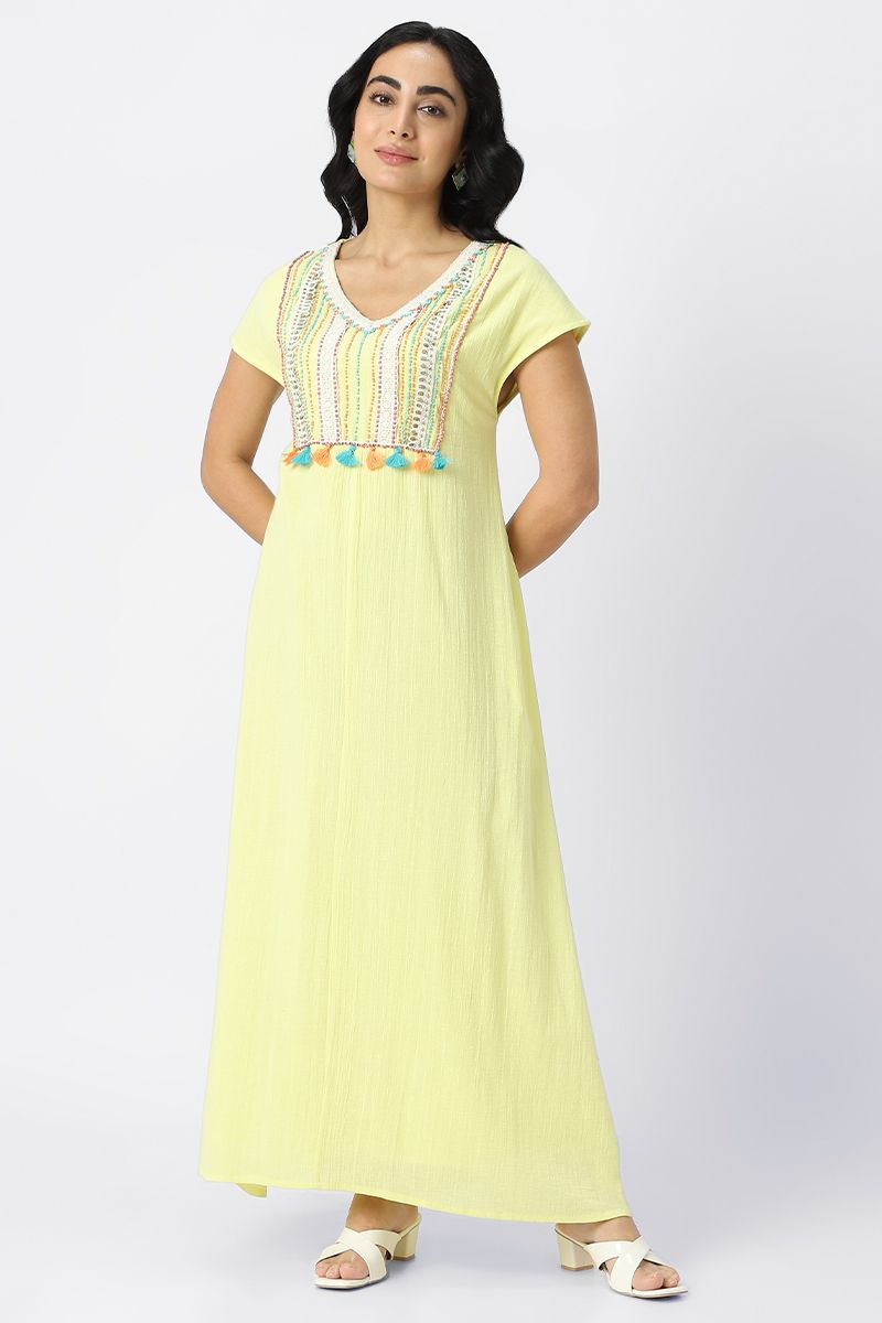 فستان ماكسي مزين بالخرز