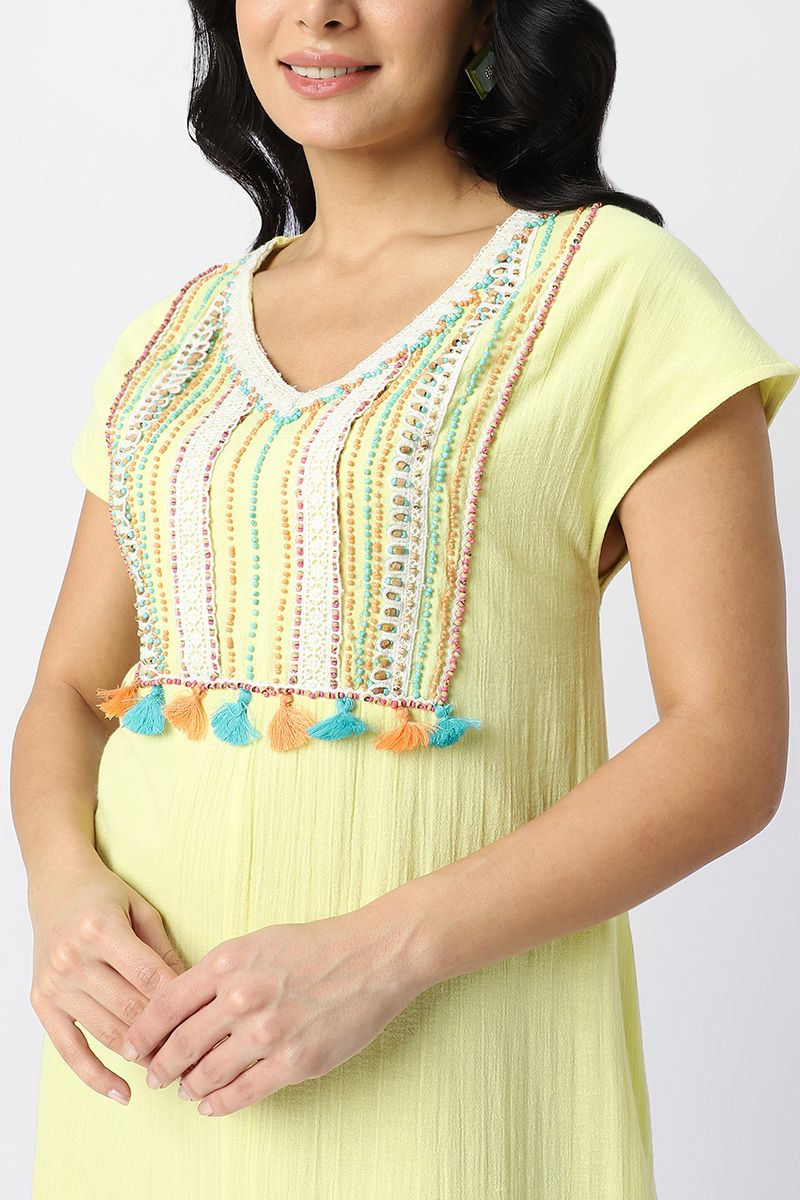 فستان ماكسي مزين بالخرز