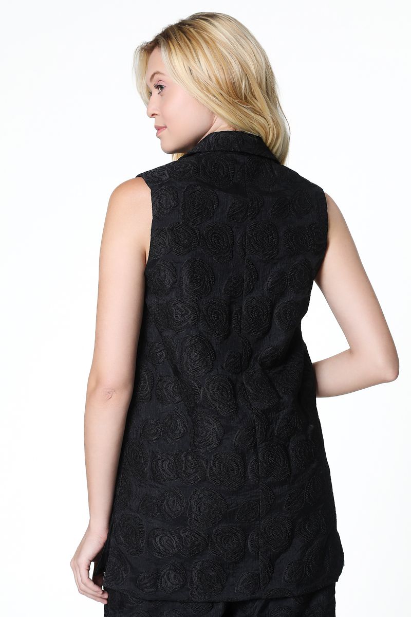 blazer vest with floral texture