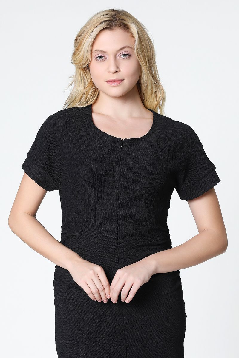 longline dress with front zipper