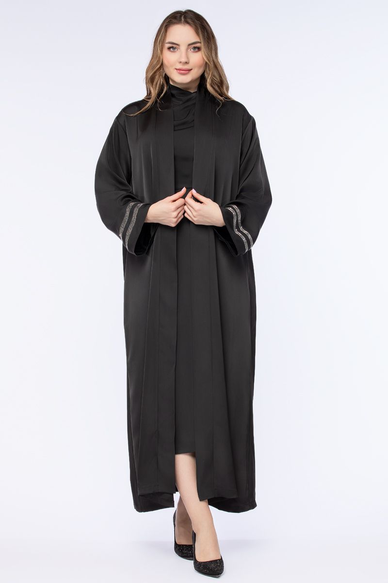 women abaya with rhinestones