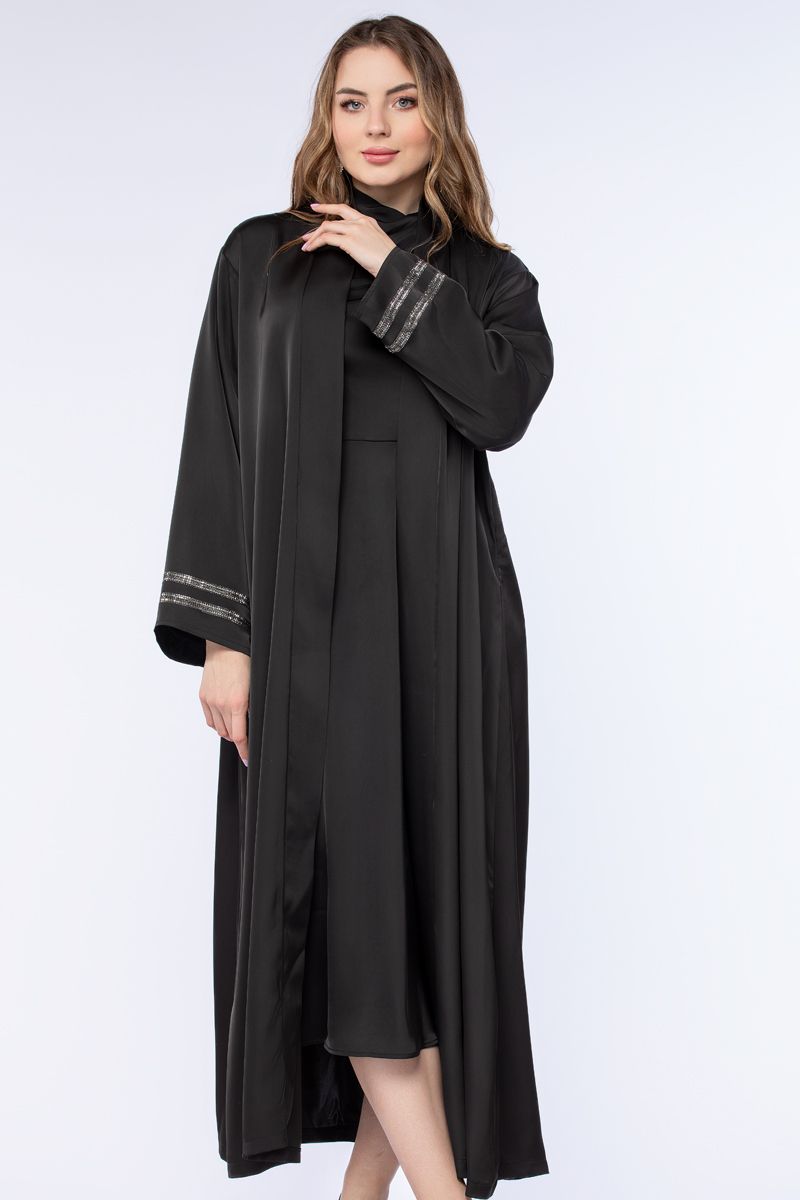 women abaya with rhinestones