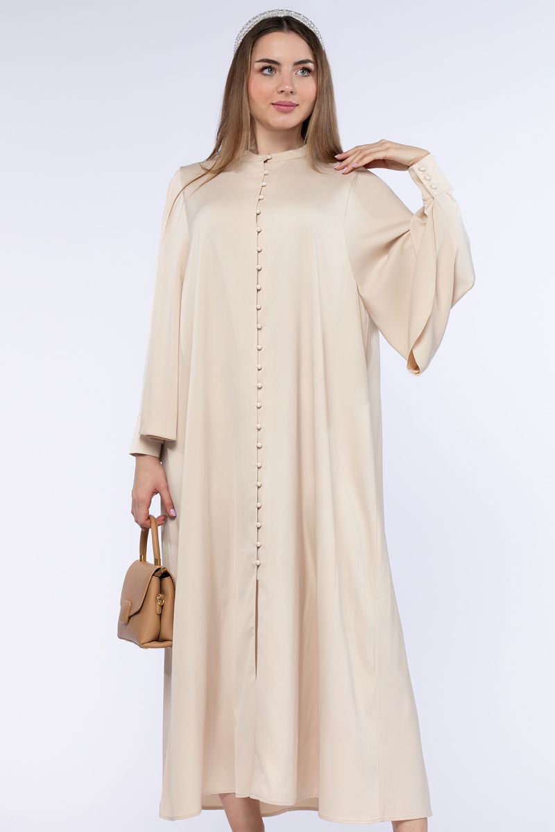 فستان نسائي ماكسي بأزرار أمامية