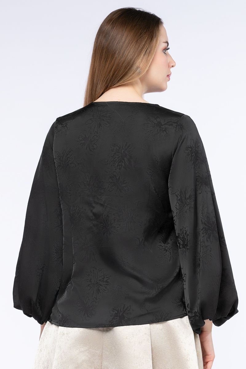 women satin shirt with puffed sleeves
