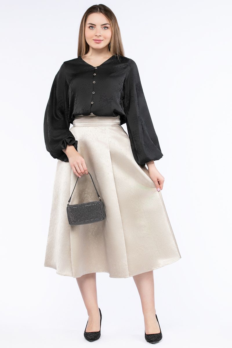 women satin shirt with puffed sleeves