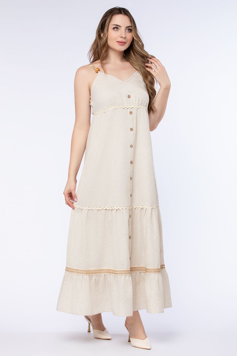 فستان نسائي ماكسي بأزرار