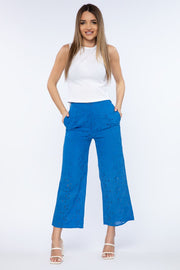 perforated women pants with embroidery