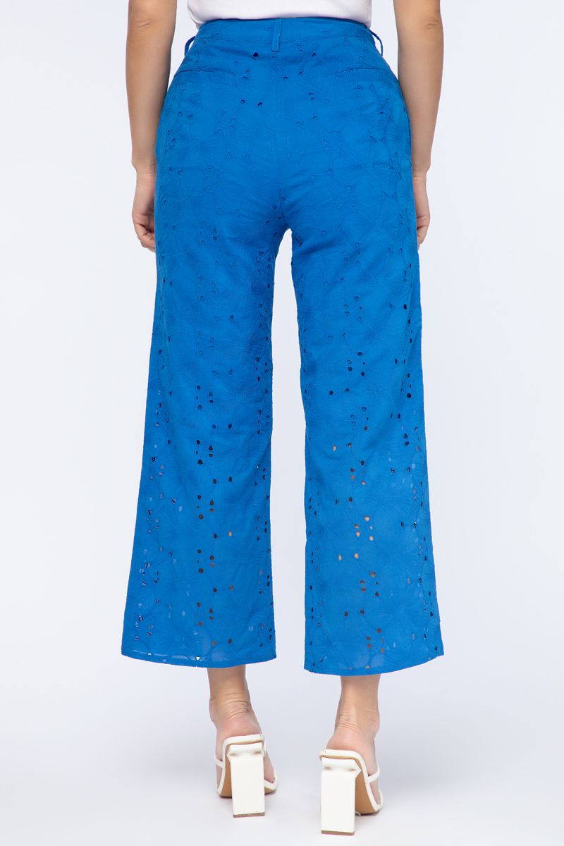 perforated women pants with embroidery