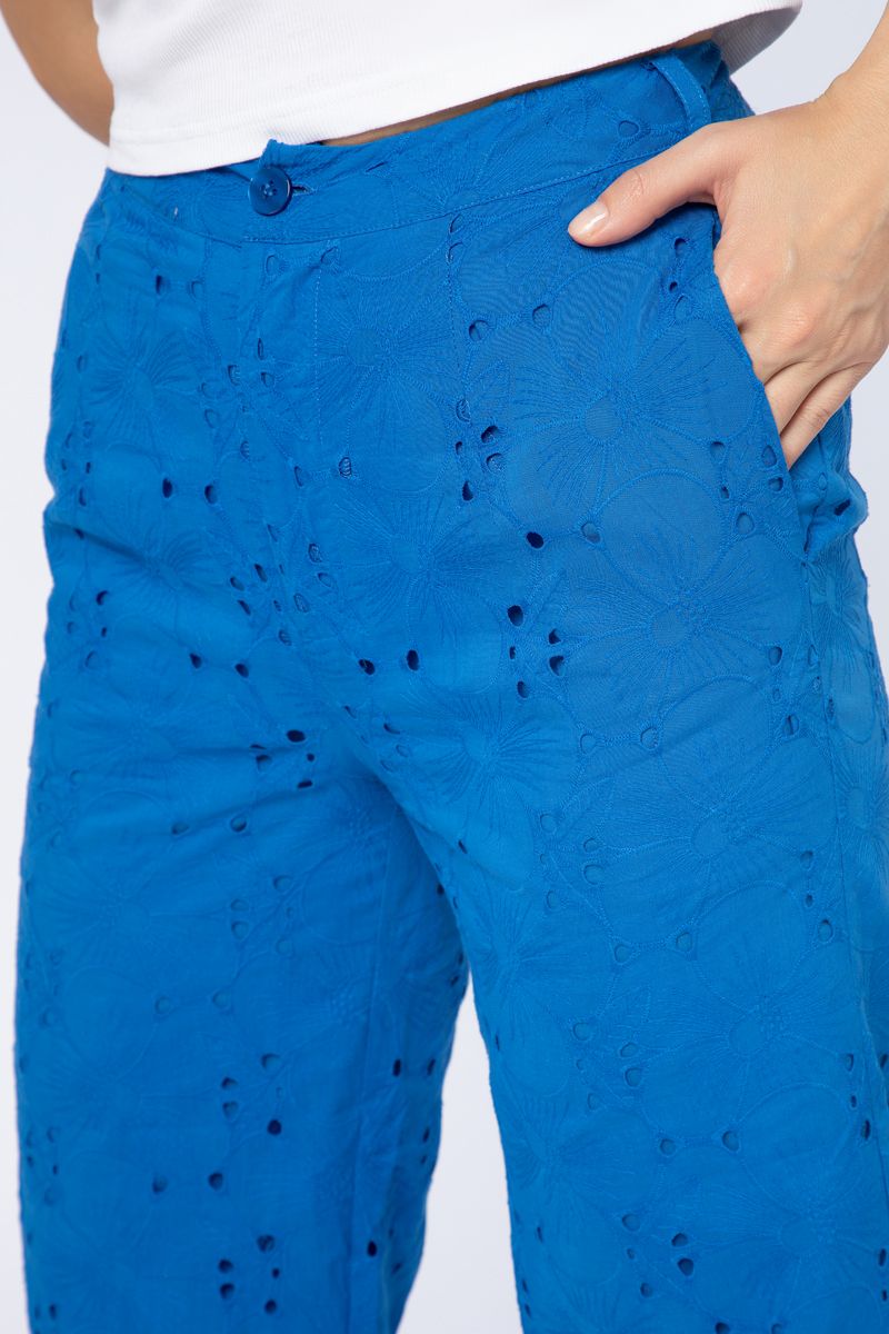 perforated women pants with embroidery